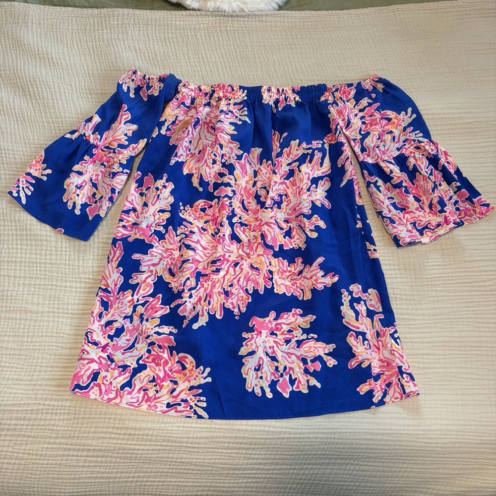 Lilly Pulitzer Sanilla 100% Silk Dress It's Electric Floral Women's Size Small